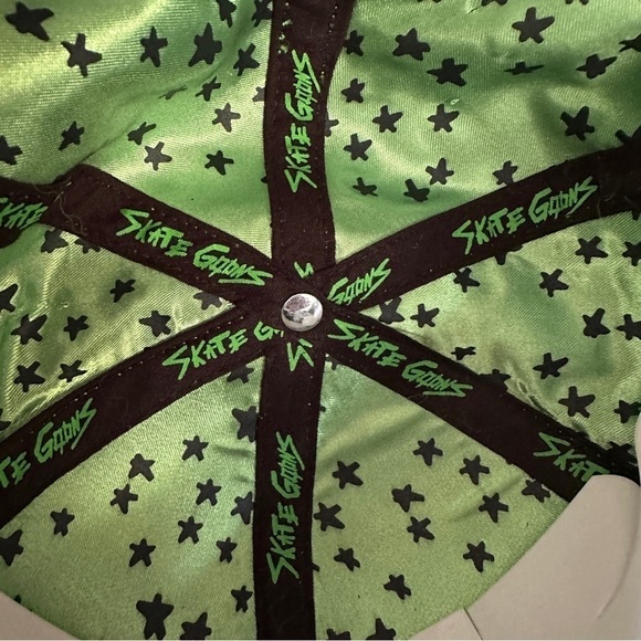 Flat Fitty Skate Goons black & neon green adjustable baseball hat cap skateboard - Picture 5 of 13